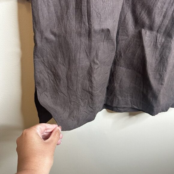 Comptoir Des Cotonniers Brown Linen Tunic Dress EU 40 US 8 Embroidered Boho - Picture 7 of 13